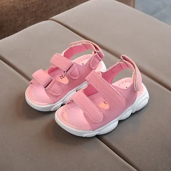 

New Spring Summer Shoes Boys Soft Leather Sandals Baby Girls Solid color Tollders Soft Sole Open toe Beach Sandals