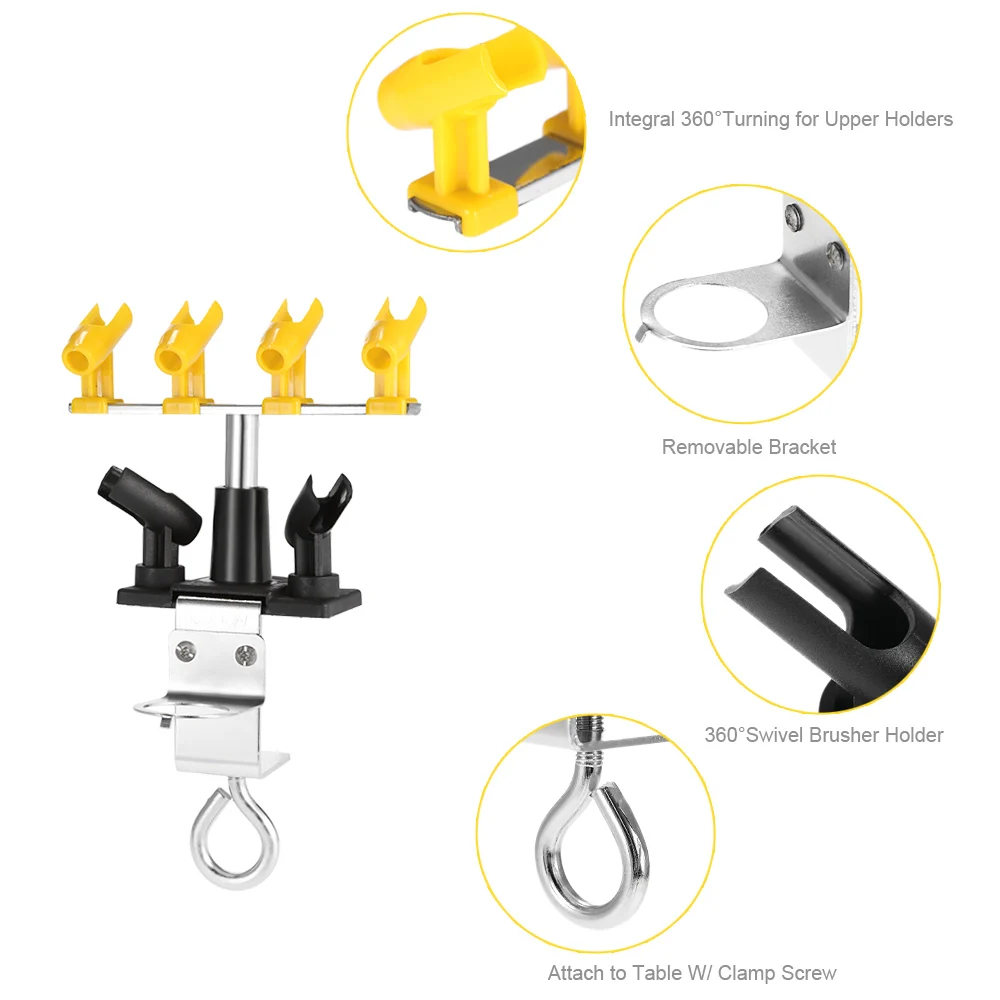 Профессиональный держатель аэрографа с зажимом, набор для аэрографа, 6 монтажных распылителей, Настольная станция для аэрографа, 360 градусов