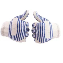 Custom wear-resistant heat-resistant high temperature cotton gloves barbecue heat protector BBQ thick kitchen anti-hot gloves 500 degrees heat insulation gloves high temperature resistant gloves to hot flame retardant aluminum foil meta aramid fire luvas