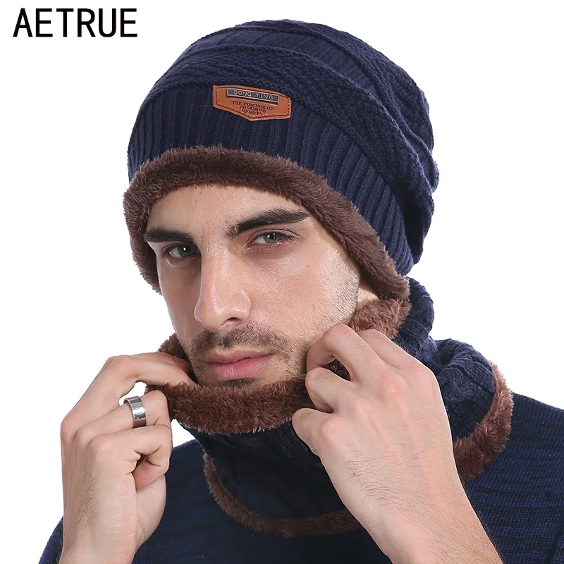 AETRUE зимняя вязаная шапка, шарф, Skullies Beanies, мужские зимние головные уборы для мужчин и женщин, шапки Gorras Bonnet Mask, брендовые шапки