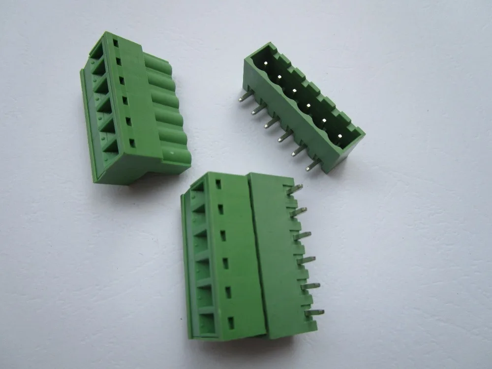 

10 Pcs Close Angle 6 pin/way Pitch 5.08mm Screw Terminal Block Connector Green Color Pluggable Type With Angle pin
