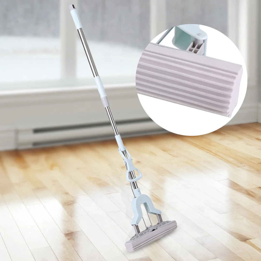 Telescopic Handle Absorbent Sponge Mop Home Floor Cleaning Tool Stainless Steel