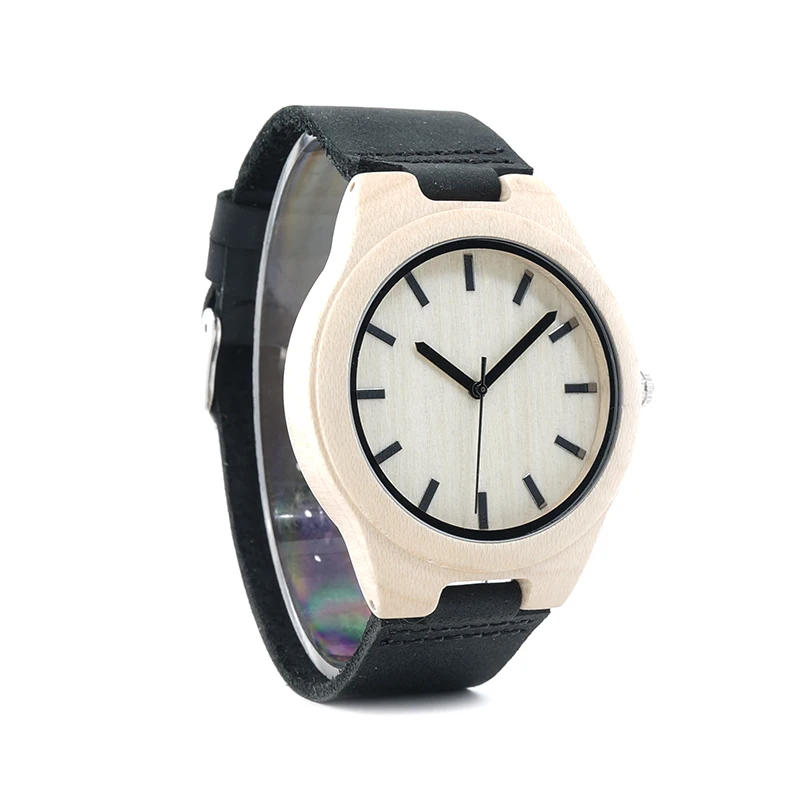 BOBO BIRD WF21 Maple Wood Watches Mens Design Brand Luxury Real Leather with Red Thread Quartz Watch for Men in Gift Box