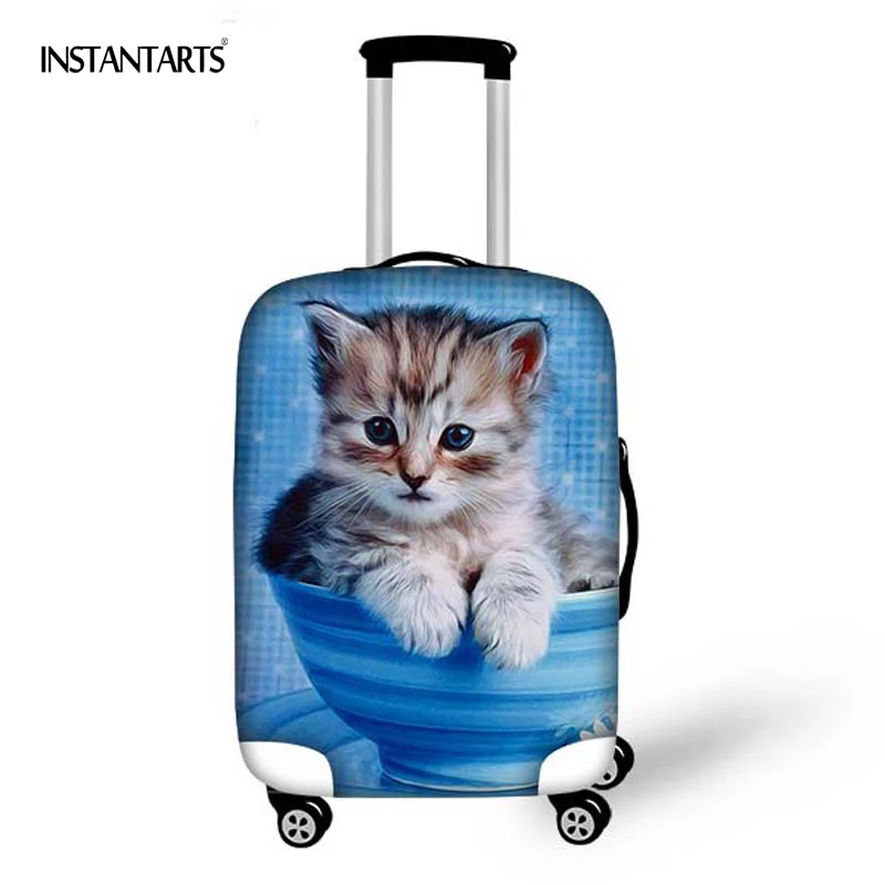 INSTANTAR 3D Cute Kitty Cat Print Luggage Thick Protective Covers for 18 30 Inch Suitcase Blue ...