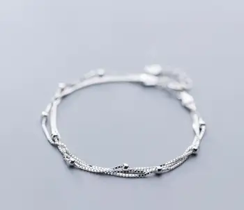 

Women's Authentic REAL. 925 Sterling Multi-Rows/ Multi-Layers with Polished Lucky Round Beads chain Bracelet GTLS803