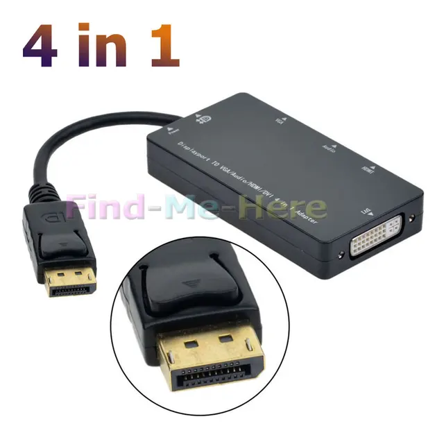 4 in 1 Laptop Displayport DP to HDMI DVI VGA Monitor Multi