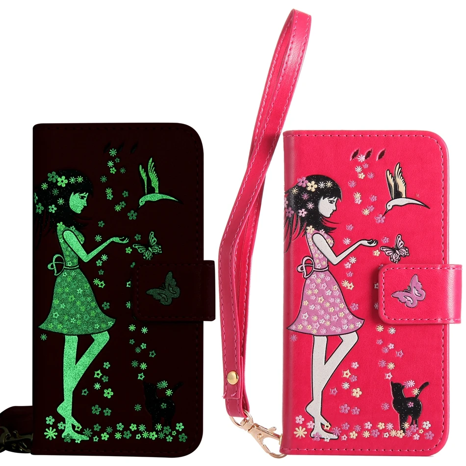 for S3 S4 S5 S6 edge Coque Luxury Green Luminous 3D Painting Flip Wallet Back Cover Samsung Galaxy S8+ S8 S7 edge S8 Plus Case (15)