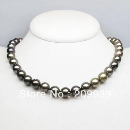 

FREE SHIPPING>>> S1804 Pretty!Braun 9,5~11mm Tahiti Perle Halskette1 18inch 925 silber clasp