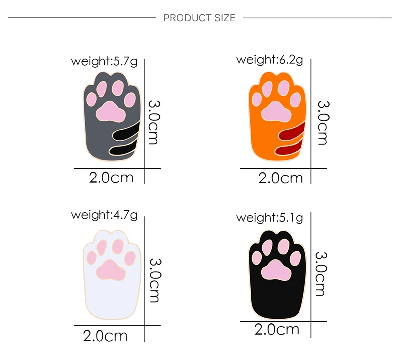 Kawaii 4 colors dog cat claws metal pin brooches women denim sweater skirt backpack badge family icon button festival gifts