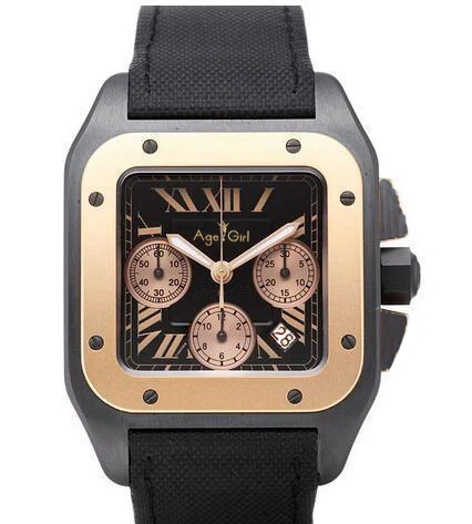 

Luxury Brand New Men Watch Quartz Chronograph Stopwatch Sapphire Stainless Steel Santos Luminous Watches Black Leather Gold AAA+