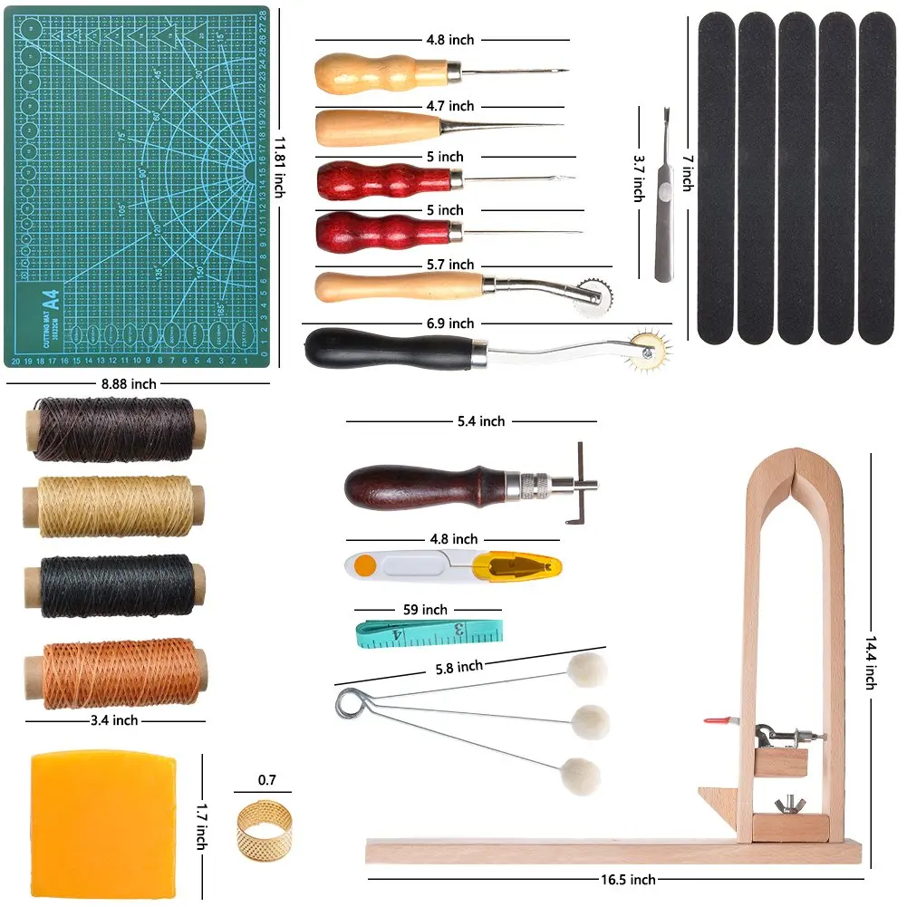 33 шт./компл. Кожа Craft ручные инструменты Kit для ручная швейная строчка, набор синхронизированных инструментов для кожи DIY ручной работы деревянные прищепки