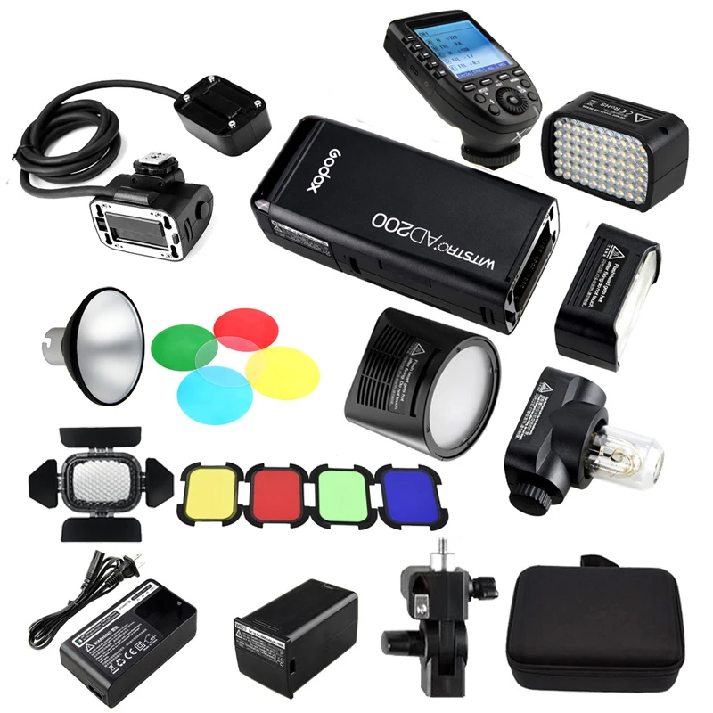 Карманная вспышка Godox AD200 2 4G TTL HSS + 4 головки светильник (H200R /H200/H200J/AD L) адаптер