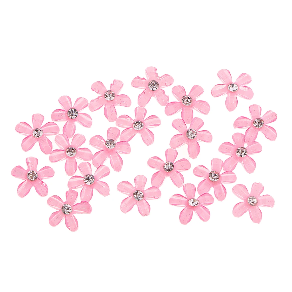 20Pc 9mm Resin Embellishments Rhinestone Flowers Flatback Buttons for Wedding Party Home Decoration DIY Sewing Crafts Bow Center