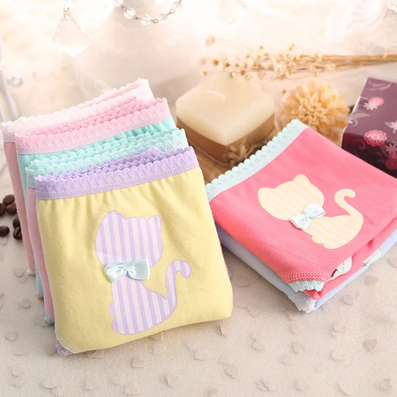 

Fashion Sexy Ladies Cotton Briefs Women's Panties Underwear Cartoon Cat Female Ropa Interior Femenina Srj Soft Brief Wholesale