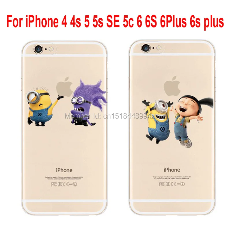 2016 Новый Прозрачный Гадкий я Желтый Миньоны Ясно Телефон Случае для iphone 4S 5c 5S SE 6 s
