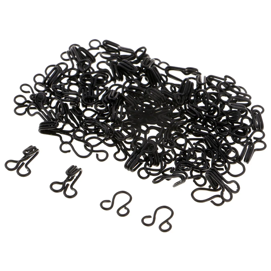 50 Sets Silver Black Metal Hook and Eye Closure Sewing Fasteners for Fur Dress Skirt Collar Bra Sew