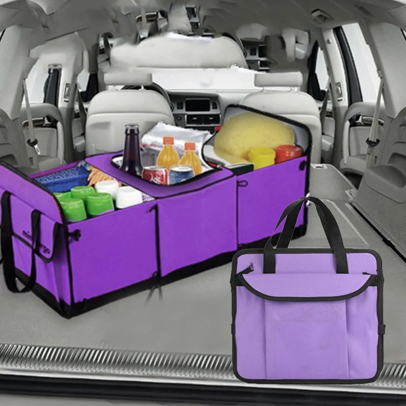 Фиолетовая прочная коробка для сохранения тепла портативная коробка для хранения Универсальная автомобильная складная сумка для хранения багажника