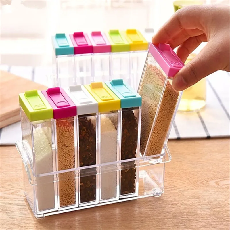 

Transparent Russia Flavor Spice Jar Seasoning Jar Kitchen Condiment Box Acrylic Seasoning Box Storage Box Cruet 6Pcs/Set 6A0739