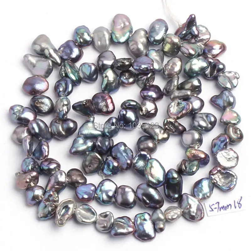 

Free Shipping AAA 5-7mm Black Color Natural Freshwater Pearl Irregular Shape DIY Loose Beads Strand 15" Jewelry Making w1623