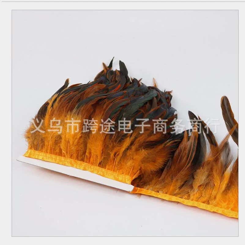 

natural 1meter long 6-8 inch/ 15-20cm wide lace chicken feather festival edge performance headwear clothing Supplementary mater