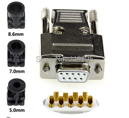 Free-shipping-2PCS-Db9-metal-shell-female-white-gold-plated-connector ...
