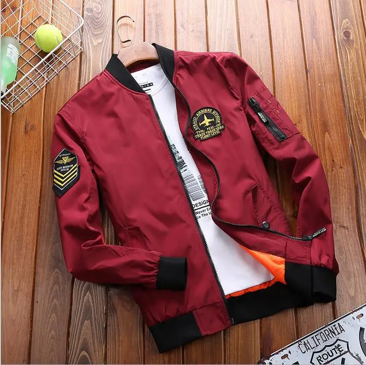 AFS новая куртка-бомбер для мужчин размера плюс, мужская куртка в стиле милитари, мужские Весенние куртки и пальто для мужчин - Цвет: Красный