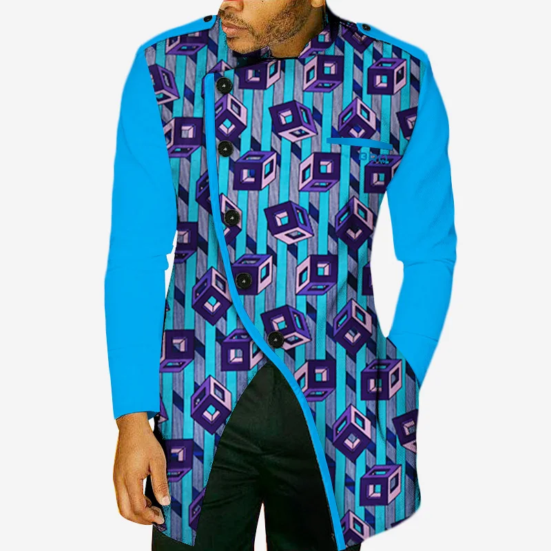 Модные осенние Африканские Восковые футболки с длинными рукавами для мужчин Bazin Riche мужские рубашки Дашики одежда в африканском стиле WYN49 - Цвет: 6