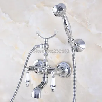 

Chrome Wall Mounted Bathtub Faucet Tub Faucet Telephone Style Bathroom Bath Shower Set with Handshower lna708