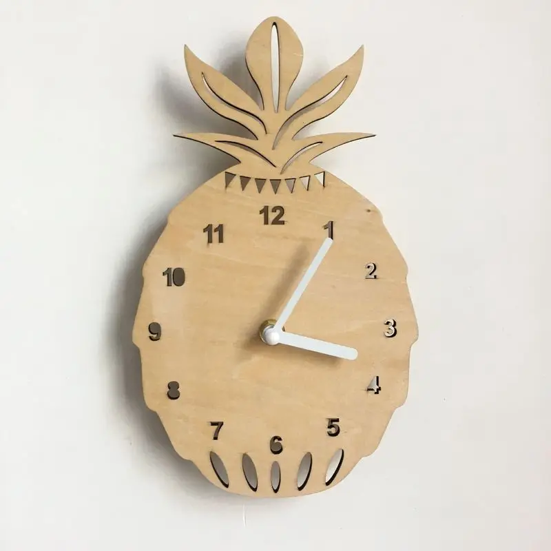 Nordic Style Pineapple Clock Small Tent Children's Room Wooden Silent Clock  Best Selling 2018 Products