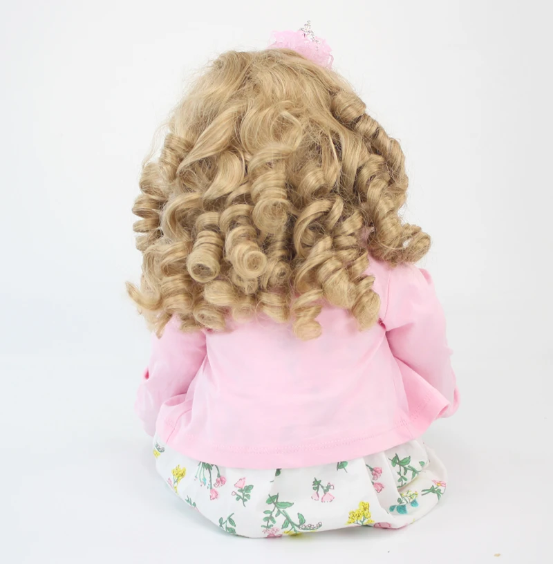 60 см силиконовые виниловые Reborn Baby Doll игрушки 24 дюйма розовое платье принцессы для