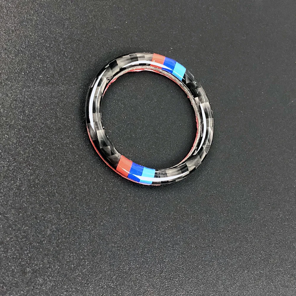For bmw e90 e92 e93 Carbon Fiber Car Engine Start Stop Ring M Stripe Trim Circle Ignition Key Ring 3 Series Accessories (2)