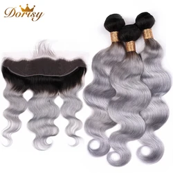 Dorisy T1b Grey Ombre Body Wave Human Hair Bundles With Lace Frontal Closure Indian Hair Bundles With Frontal Remy Hair Dorisy T1b Grey Ombre Body Wave Human Hair Bundles With Lace Frontal Closure Indian Hair Bundles With Frontal Remy Hair