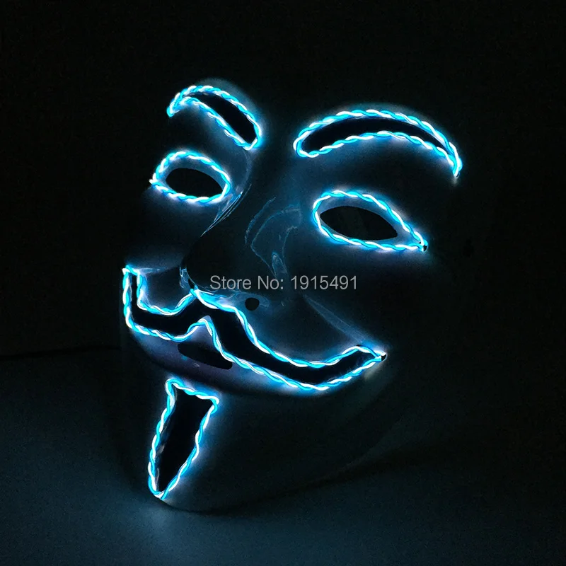 

Novelty The Purge Election Year Twisted Led Neon Light Vendetta Mask Fancy Dress Costume Holiday Light Guy Fawkes Role Play Mask