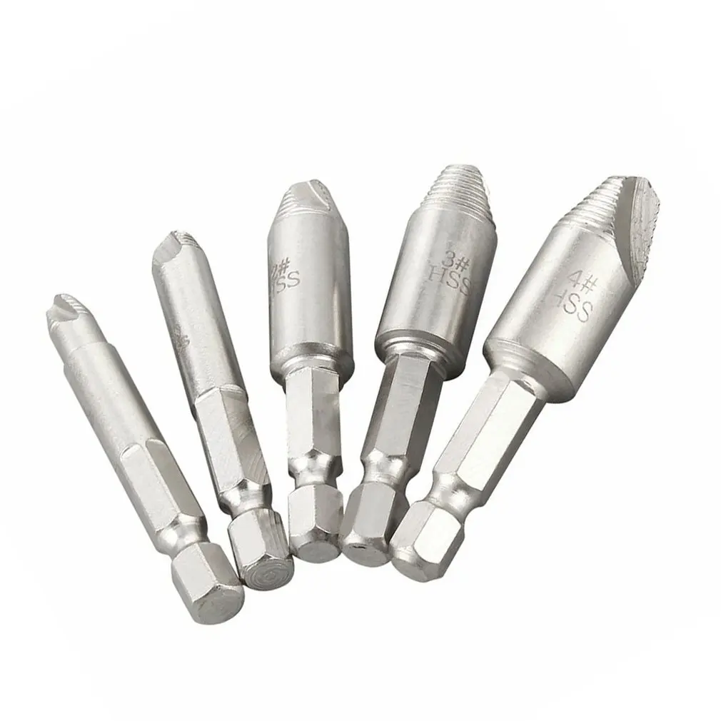 

5pcs Damaged screw extractor Double Side Drill Out Remover Handymen Broken Bolt Stud Removal Tool Kit