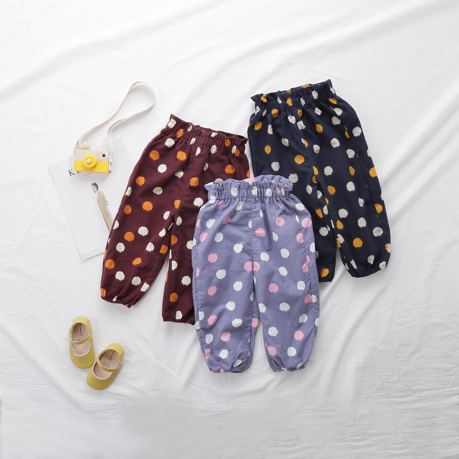 Baby Girls Pants Kids Girl Cotton Colorful Dot Printed Vintage Roupas