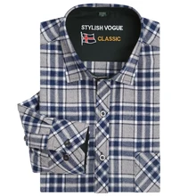 Мужская клетчатая рубашка с длинным рукавом и карманом с левым нагрудным карманом из чистого хлопка, умная Повседневная плотная фланелевая клетчатая рубашка