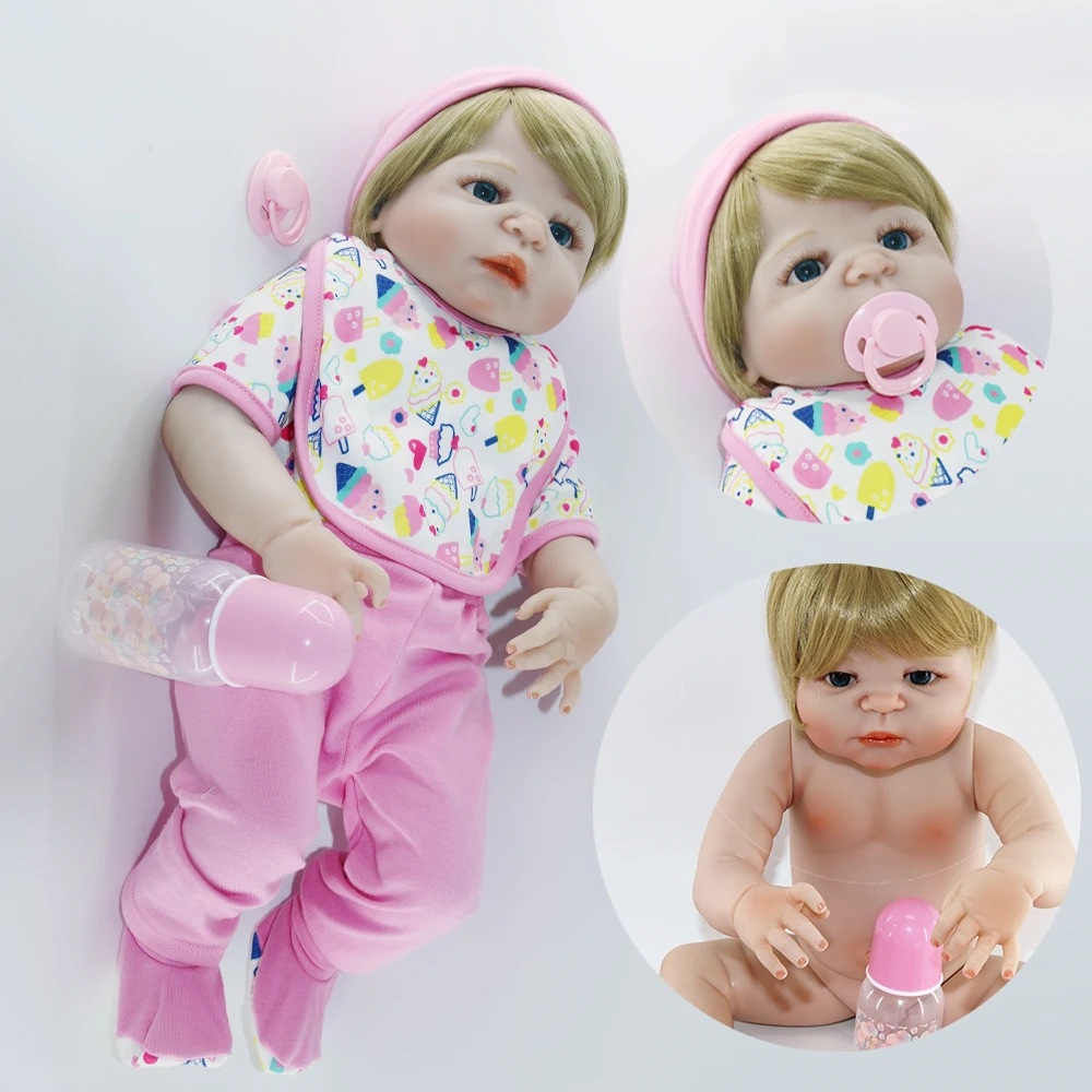 

55cm blond hair baby reborn dolls all silicone reborn baby princess girl dolls lifelike blue eyes bebek reborn menina toy gift