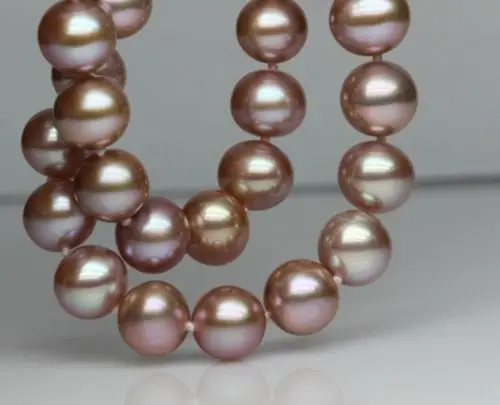 

Free Shipping >>>>> 10-11mm south sea lavender pearl necklace 18inch 14k solild gold clasp