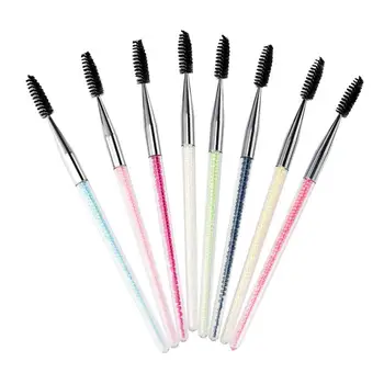 

8PCS High Quality Crystal Eyelash Brush Nylon yarn Mascara Wands Applicator Spoolers Makeup Tool 5U1107