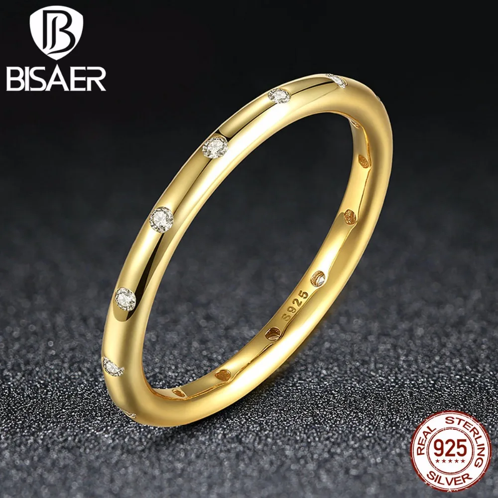 

925 Sterling Silver Stackable Ring Droplets Polished Gold Wedding Band Rings For Women Compatible with Sterling Silver Jewelry