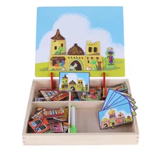 

Wooden Montessori Magnetic Puzzle Board Dress Up Games Cute Mini Puzzles Intelligence Children Early Educational Sketchpad Toys
