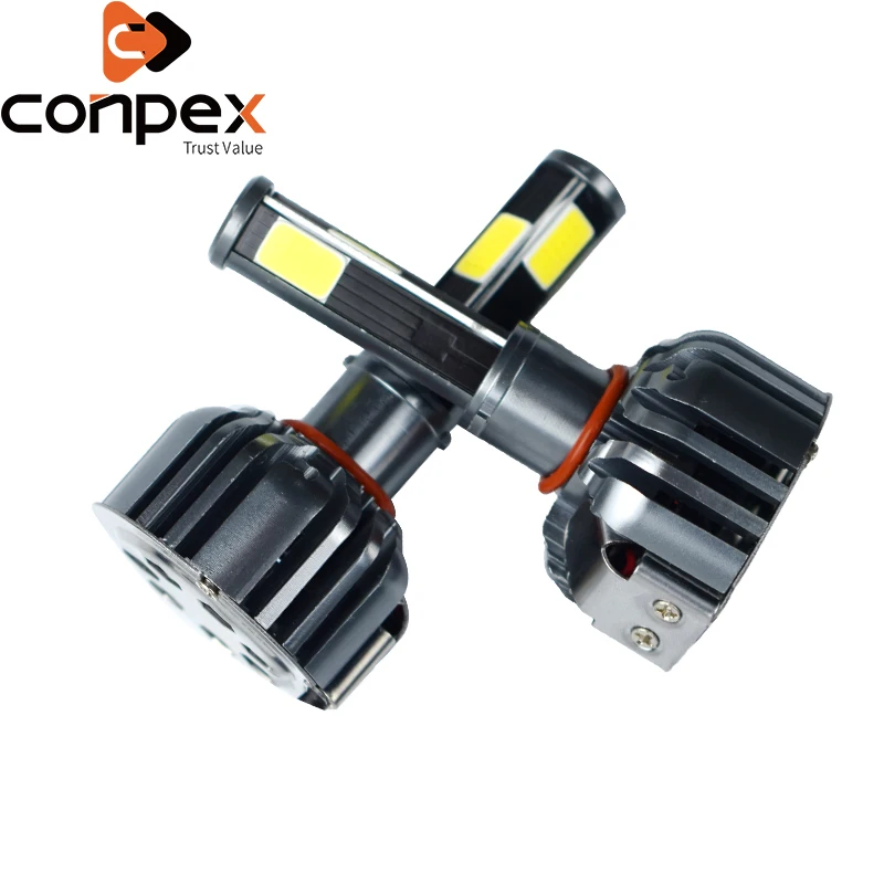 

2pcs Car Headlight Bulbs LED 12V H4 H7 9003 LED canbus Car Lights two ways vortex air cooling system four sided LED lamp beads
