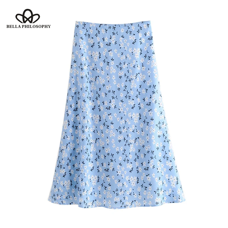 Vintage Chic Floral Print Midi Skirt Women 2019 new A Line Side Zipper Streetwear Ladies Skirts Casual Faldas Mujer Wonder Store