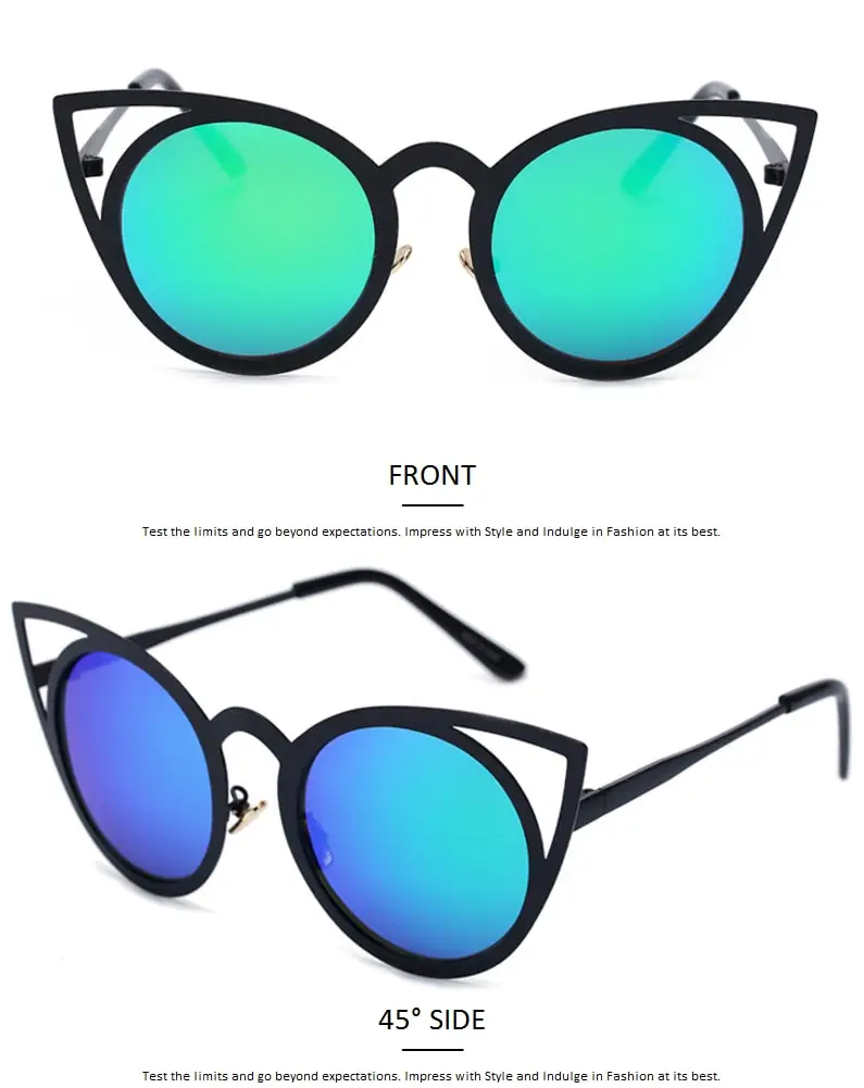 Модная дизайнерская металлическая рамка кошачий глаз солнцезащитные очки для женщин элегантные круглые женские кошачьи солнцезащитные очки UV400
