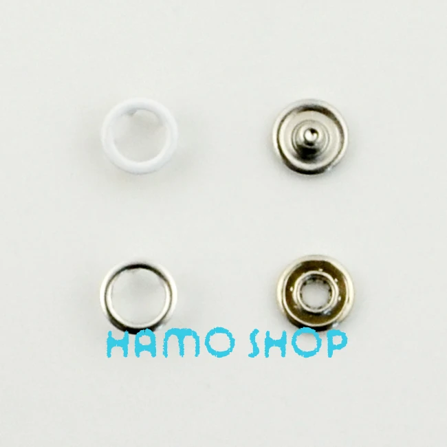 

100pcs/lot Free Shipping 9.5mm White Metal Snap Button Prong Snap Fastener Ring Button Garment Accessoires