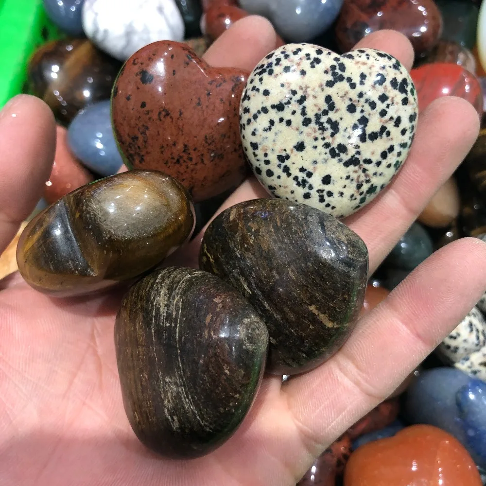 

4pcs Natural Love Quartz Heart Handmade Carved gemstone heart Chakra Reiki Balancing