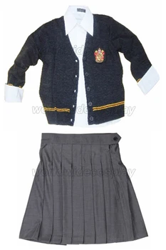 

Free Shipping Harry Gryffindor Hermione Cosplay Cardigan Skirt Uniform Custom Made for Halloween and Christmas