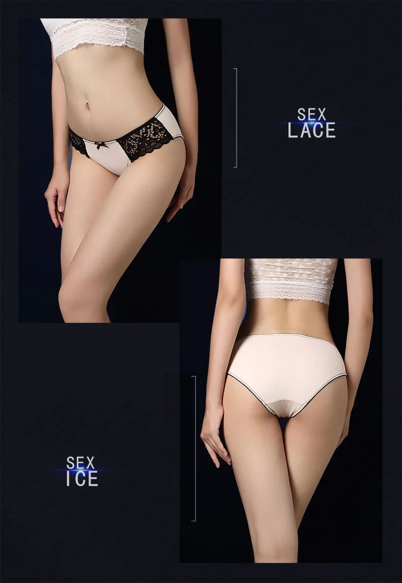 Sexy Panties Lace Women Underwear Seamless Silk Briefs Girls Ladies Underpants Satin Nylon Cotton Crotch DULASI Lingerie0