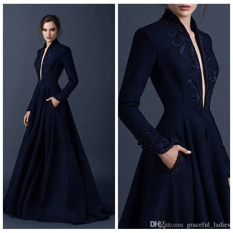 Long blue deep v-neck satin evening dress Long blue deep v-neck satin evening dress