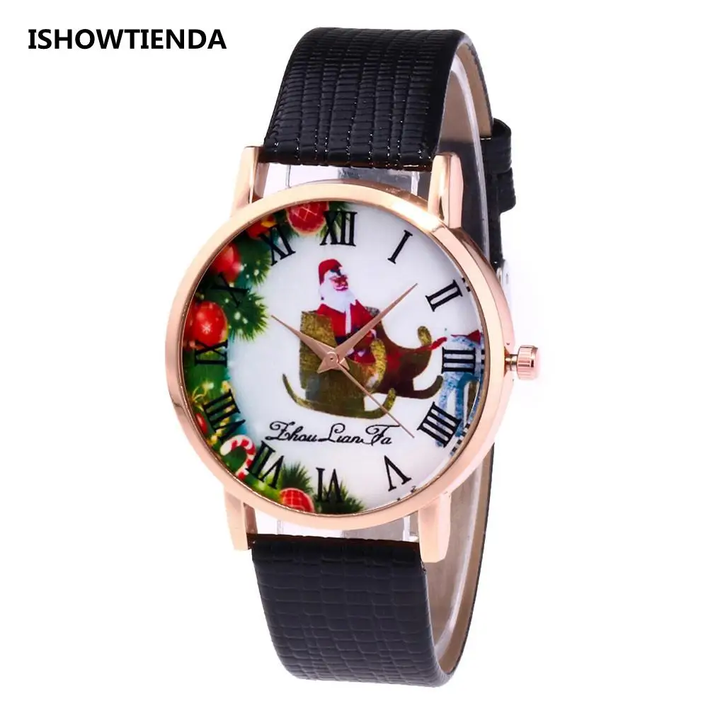 

Christmas Watch Casual Leather Strap Analog Quartz Wrist Watches Santa Claus Watch Montre Femme Relojes Mujer Zegarek Meskie